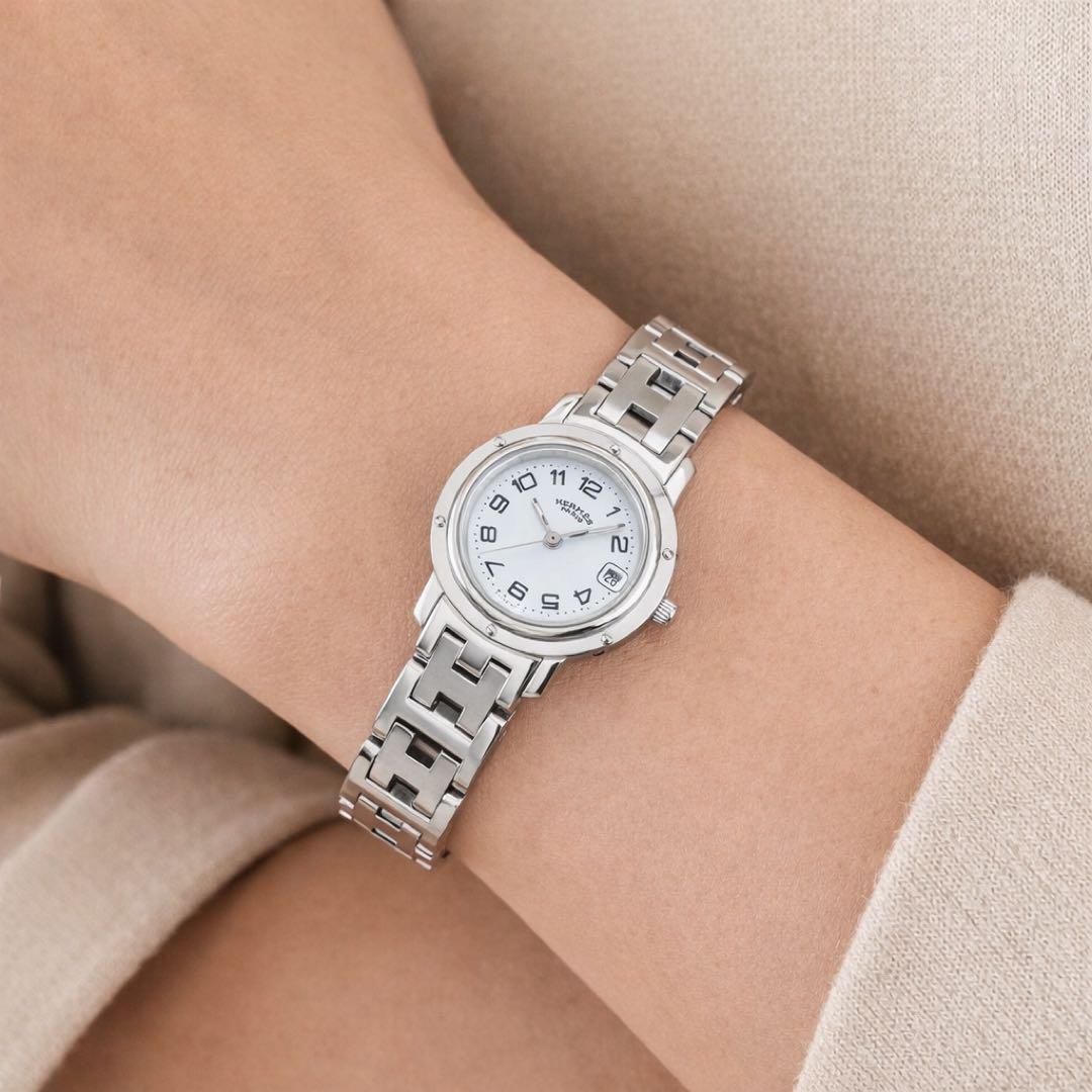 と*ん様 稼働美品！エルメスクリッパー　腕時計　ホワイト文字盤　ウォッチ　CL4