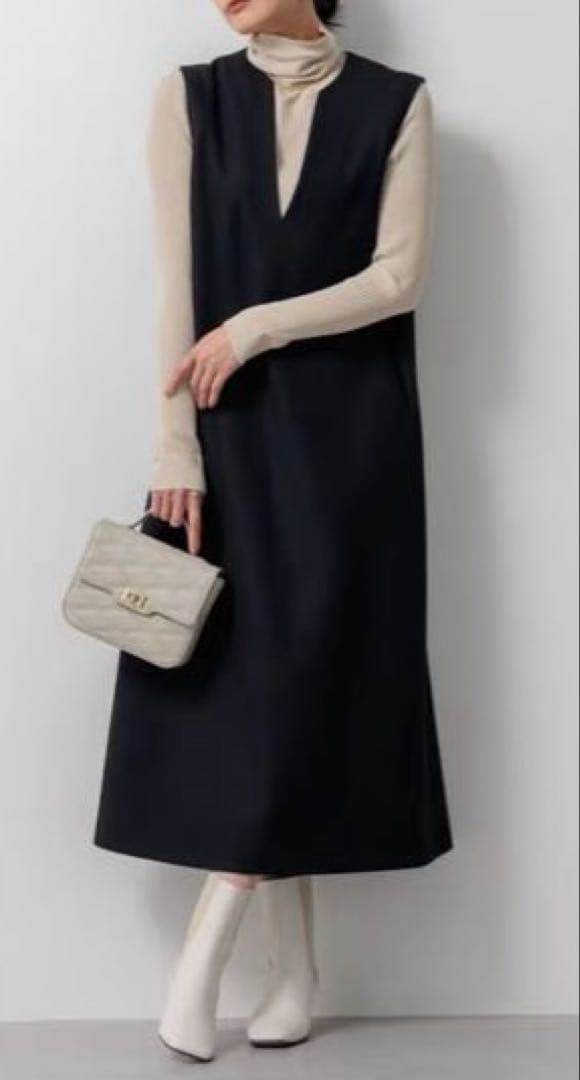 23区 ウールミックス ジャンパードレス ブラック38