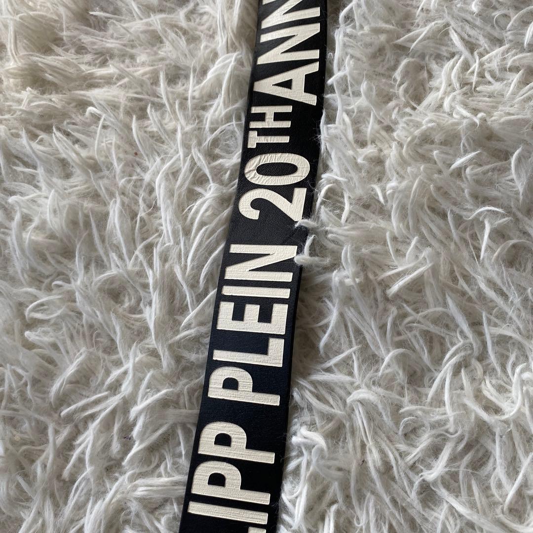 希少　Philipp Plein ベルト　ロゴ入り　ブラック