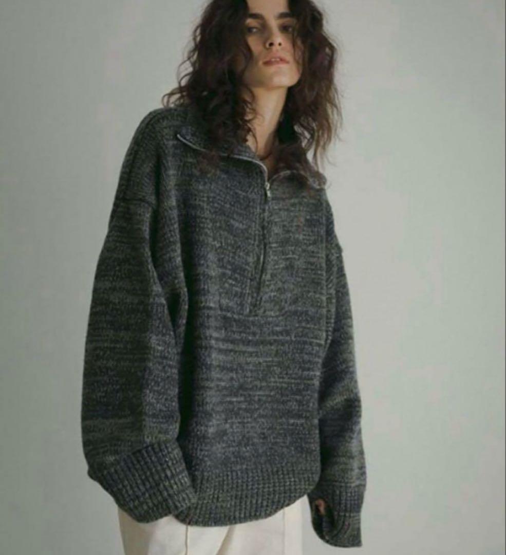 最終お値下げ　ETRE TOKYO ミックスヤーンハーフジップニットプルオーバー