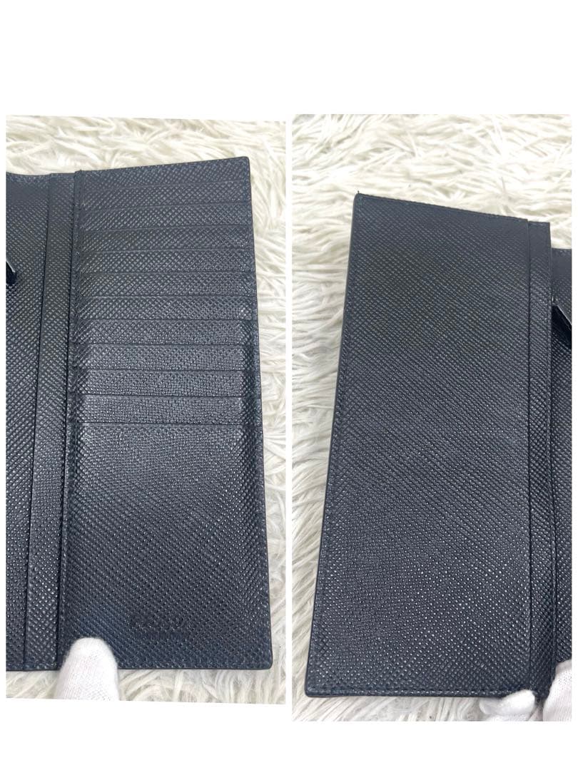 極美品‼️ PRADA プラダ　長財布　三角ロゴプレート　サフィアーノレザー