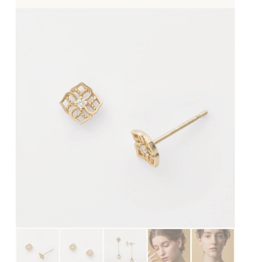 【限定セット】アガット K10 ピアス＆チャーム（販売証明書付）