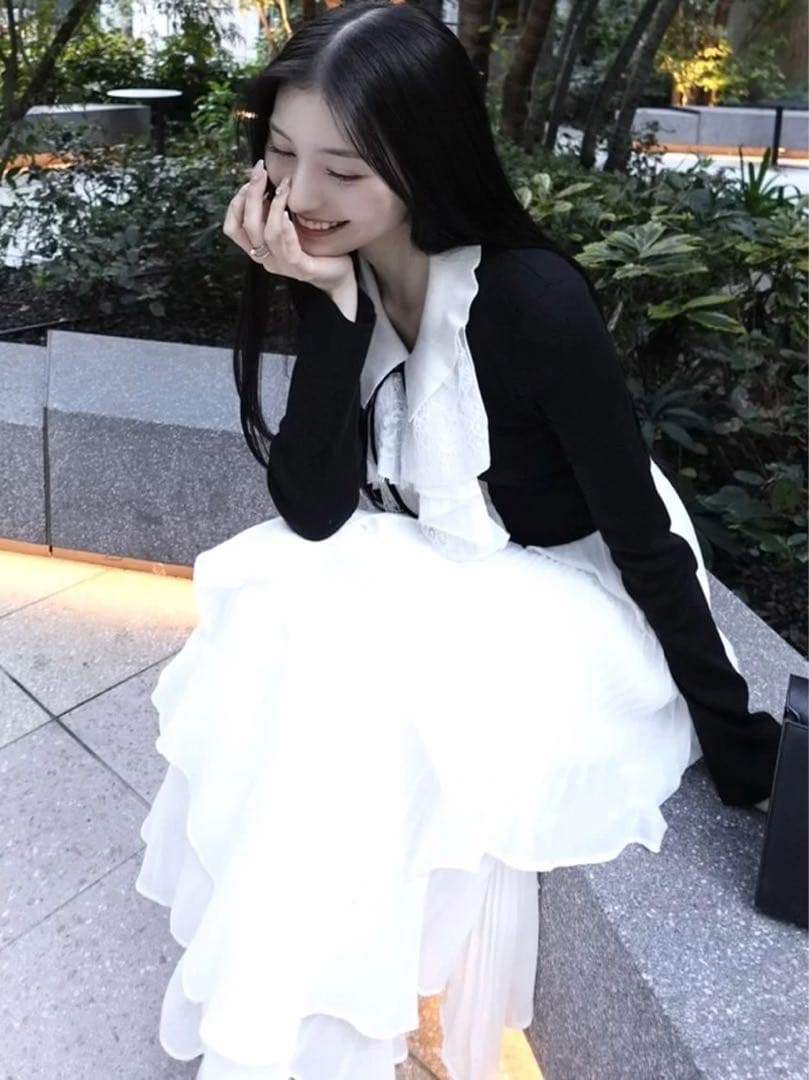 Sustainableレイヤードラッフルニットプルオーバー SNIDEL