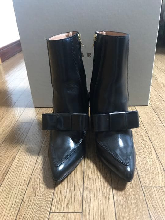 MARNI マルニ　レザーリボンショートブーツ　ブラック