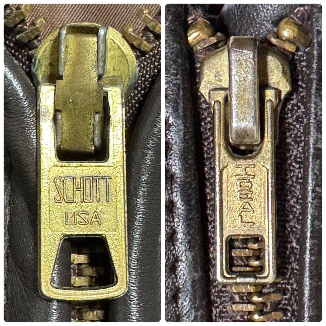 Schott レザーシングルライダースジャケット ダークブラウン 40