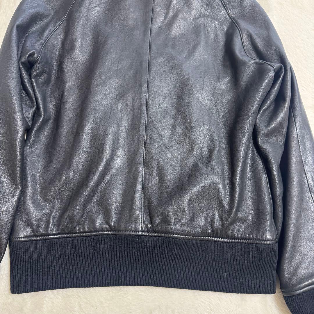 美品ユナイテッドアローズ羊革フーテッドレザーライダースジャケットSブラック