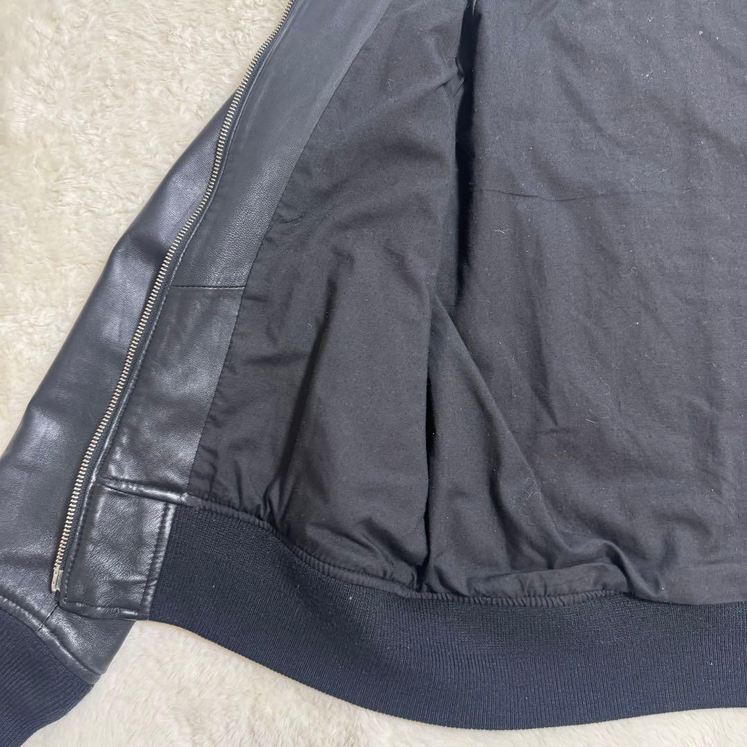 美品ユナイテッドアローズ羊革フーテッドレザーライダースジャケットSブラック