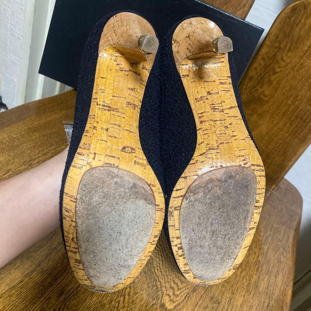 CHANEL パンプス ★ココマーク ラインストーン、ツィード、38.5サイズ