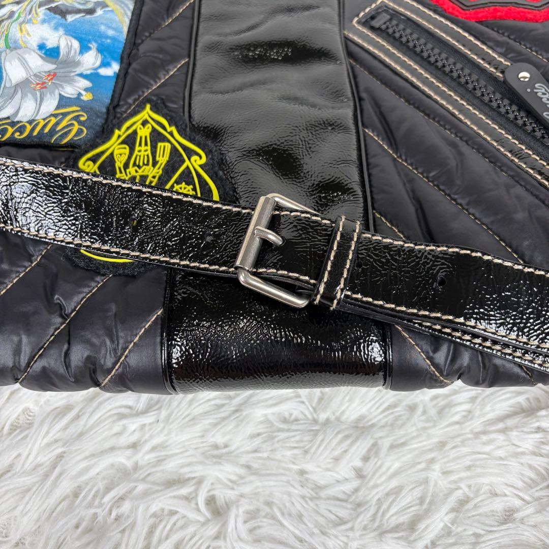 未使用級 現行モデル グッチ メッセンジャーバッグ ブラック ナイロン レザー