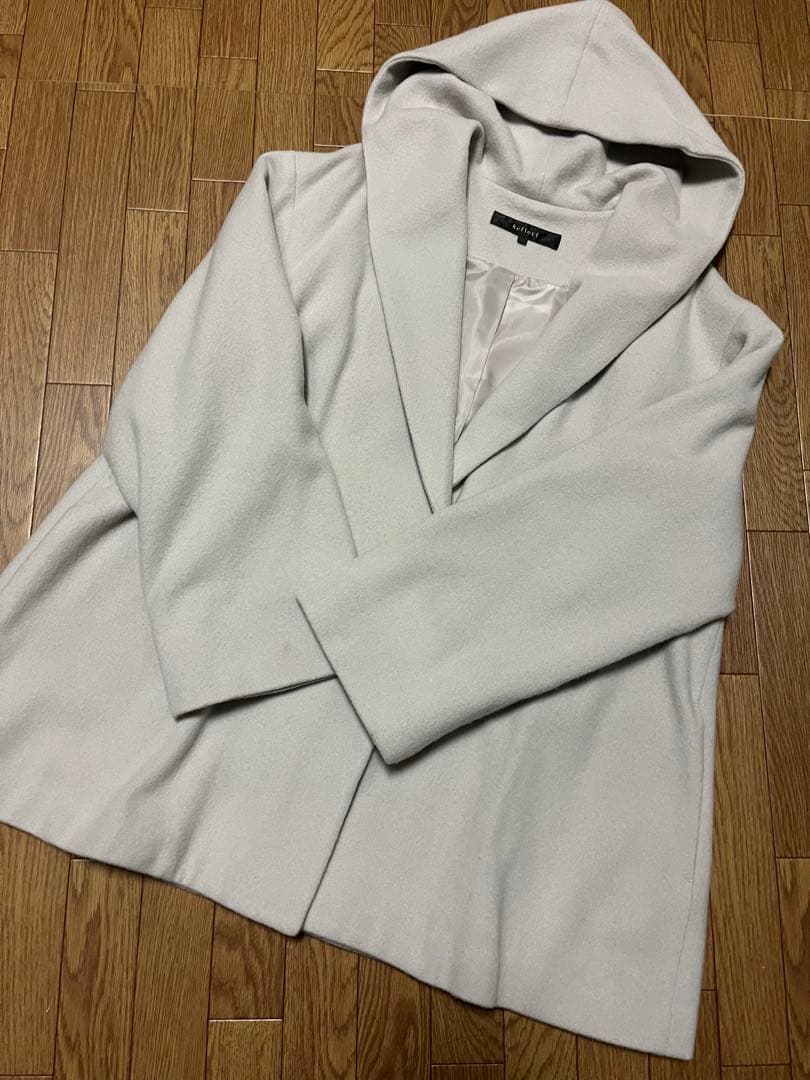 リフレクト♡美品フード付きコート ショートコート15号フーディコート