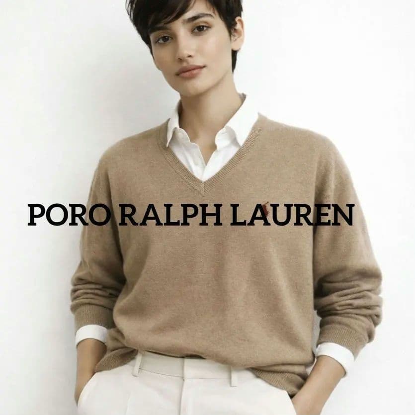 Polo Ralph Lauren 　Vネックセータ　ベージュ　オーバーサイズ