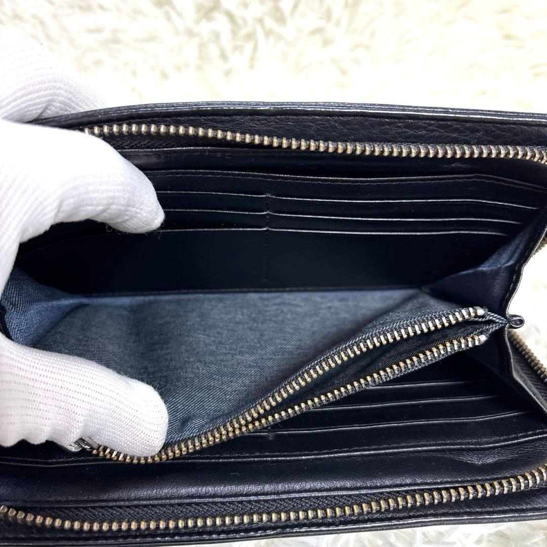 美品✨DIESEL オールレザー キルティング 長財布 ブラック メタルロゴ