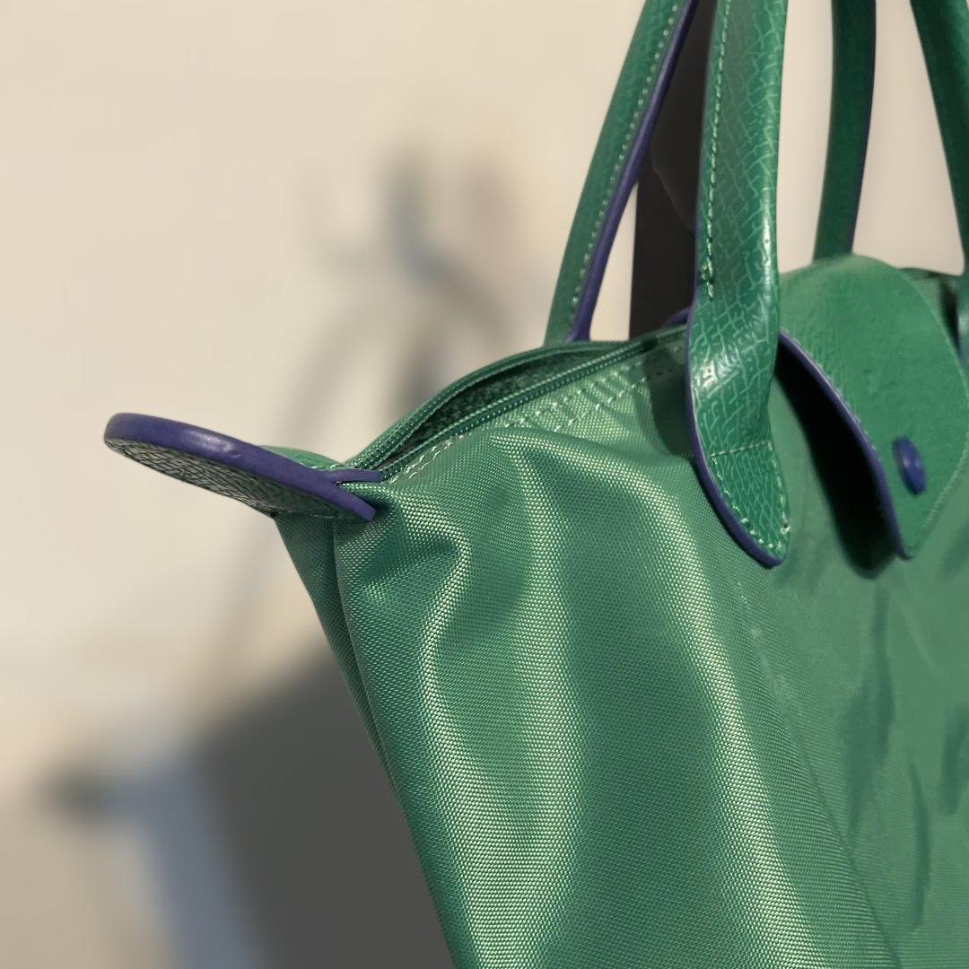 Longchamp ルプリアージュ クラブ トップハンドルS グリーン×ブルー