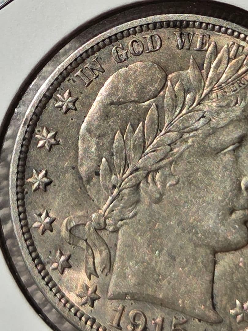専用(稀少な状態)アメリカ合衆国　バーバー ハーフダラー銀貨　1915 D