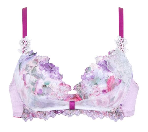 ワコール ルジェ　ブラジャーF70 & ショーツM　ピンクラメ花柄刺繍