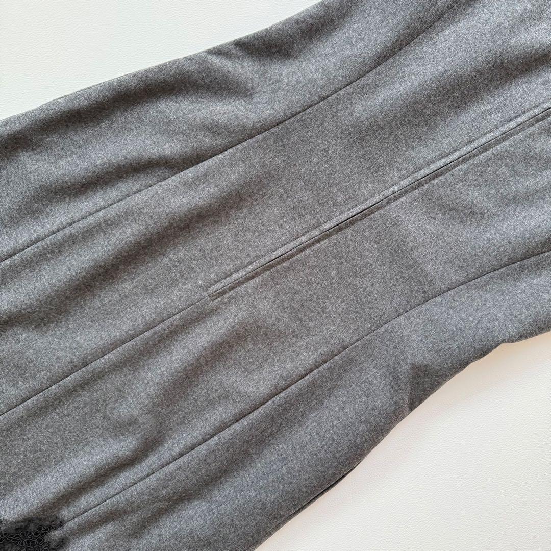 極美品✨フォクシー　裾レース　ウールワンピースドレス　グレー　40