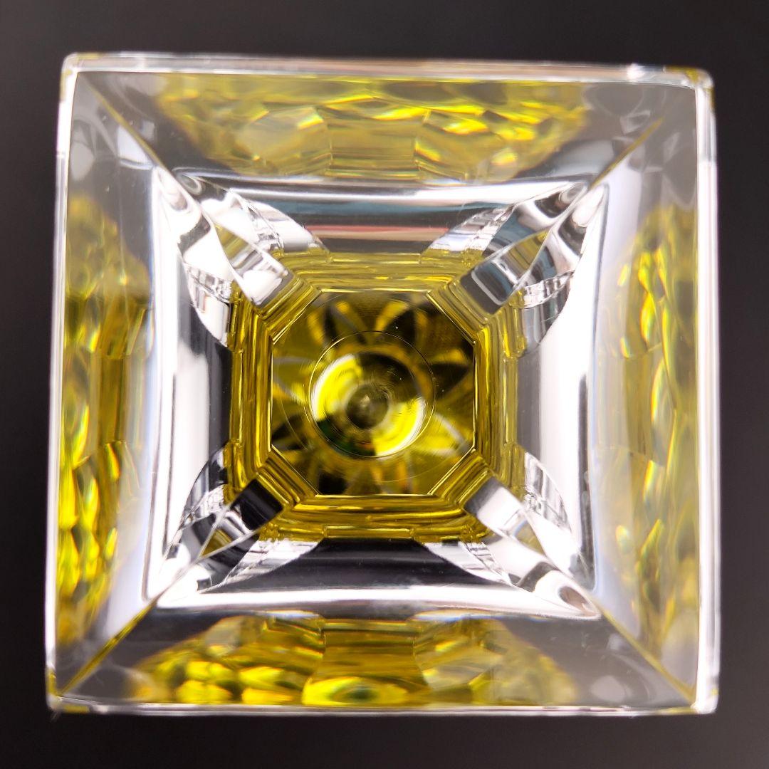 【未使用・SHIMADZU刻印有】薩摩切子 黄 脚付杯