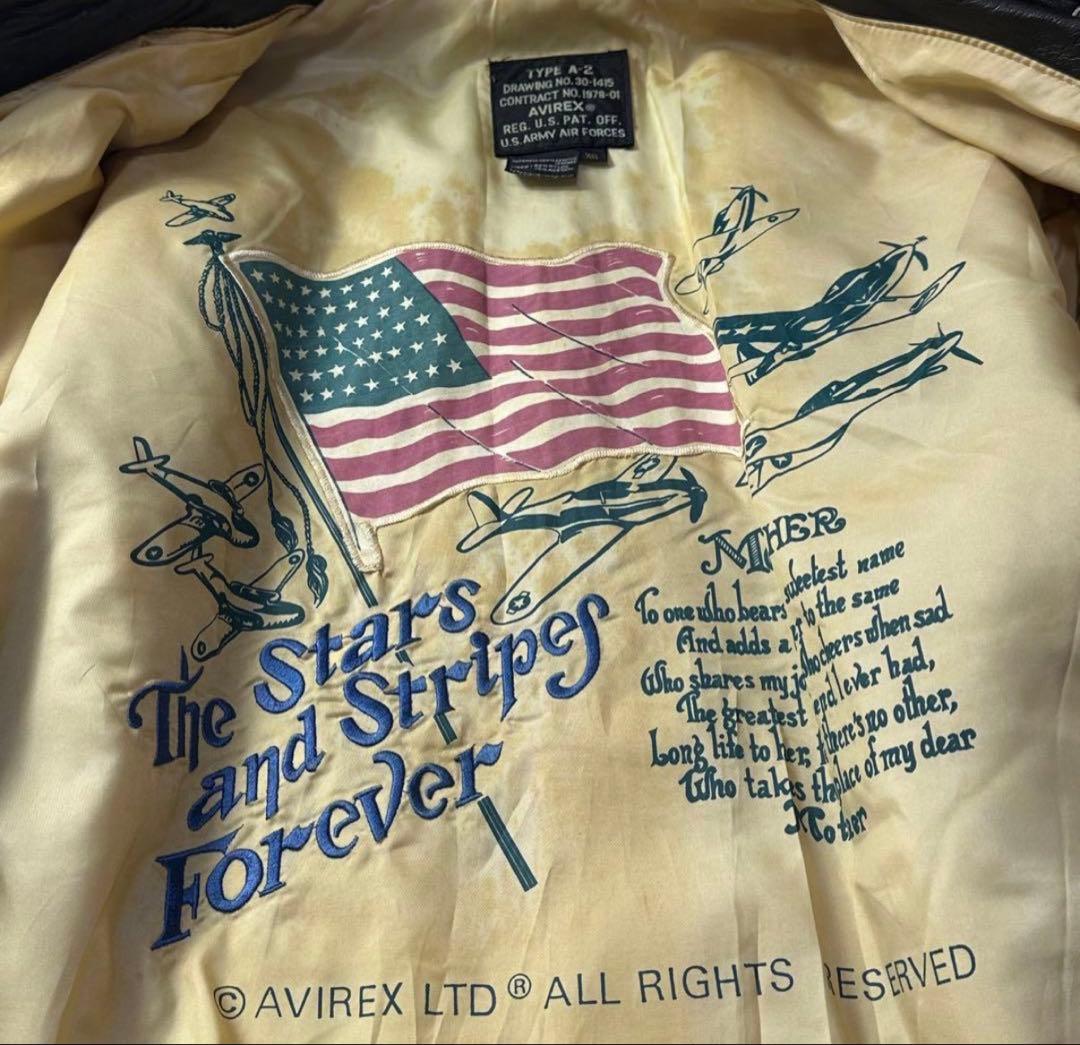 【胸タグ】アヴィレックス A-2 フライト レザージャケット ダークブ