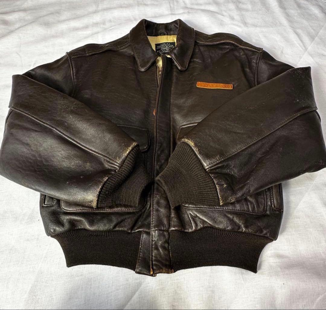 【胸タグ】アヴィレックス A-2 フライト レザージャケット ダークブ