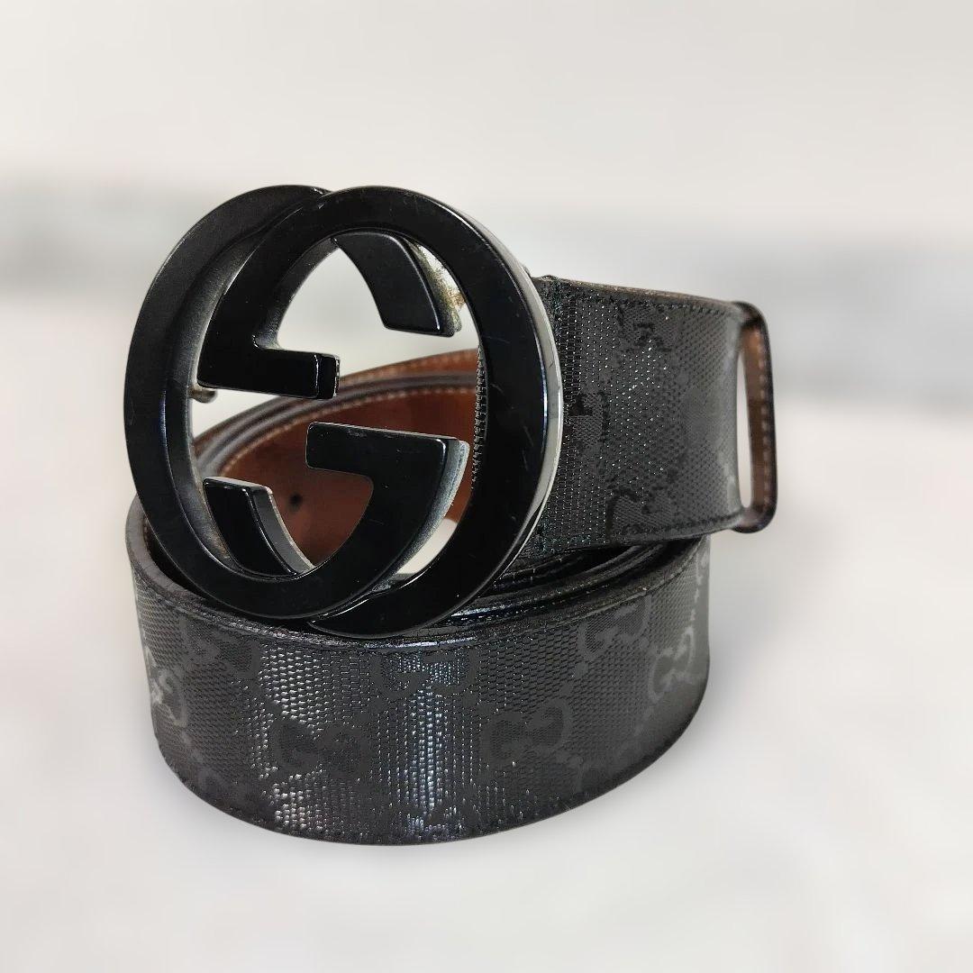 ✨美品✨GUCCI グッチ ベルト インターロッキング GG デカロゴ 黒
