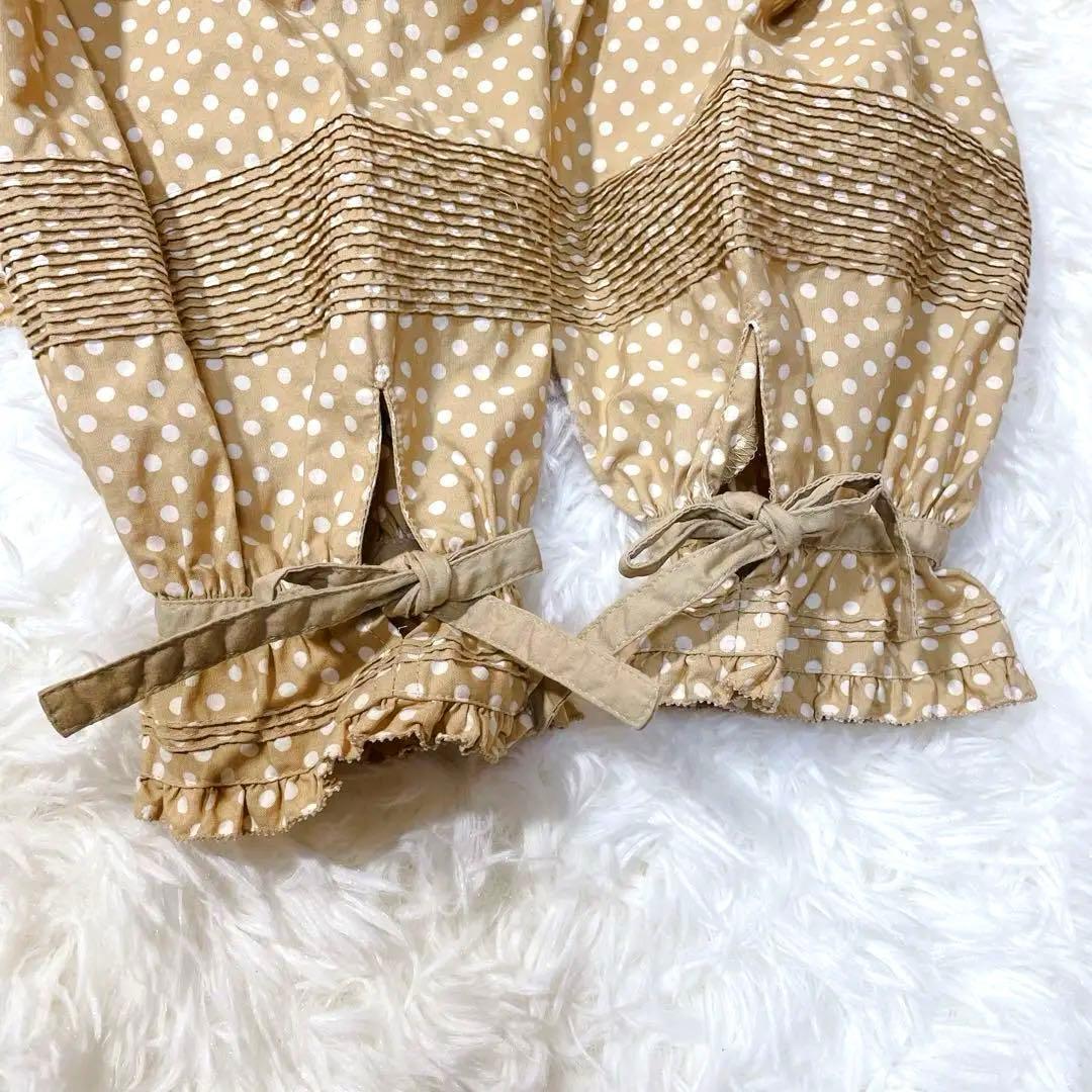 ピンクハウス フリルいっぱい　オーバーブラウス　ベージュ　ドット