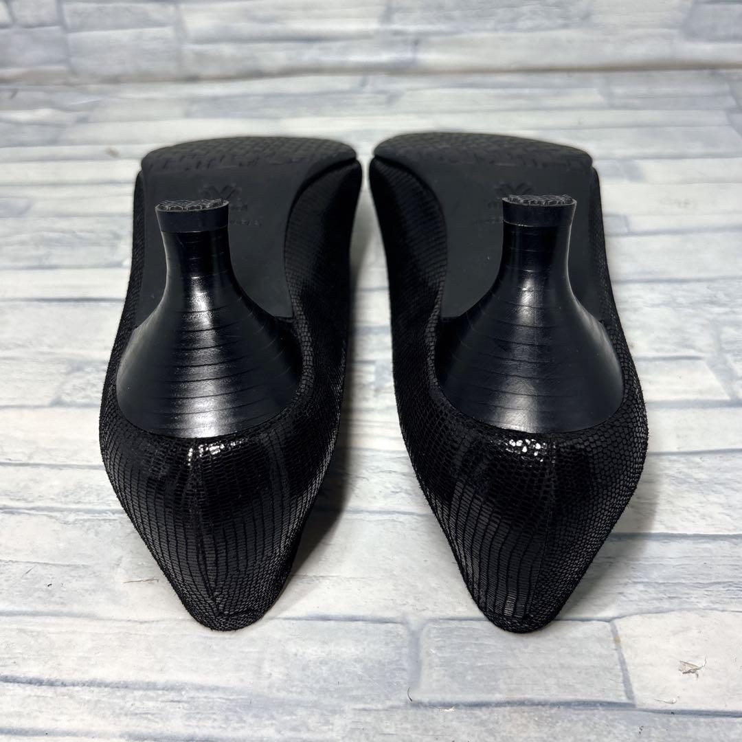 ✨美品✨ワコール サクセスウォーク パンプス リザード柄 ブラック 22.5cm