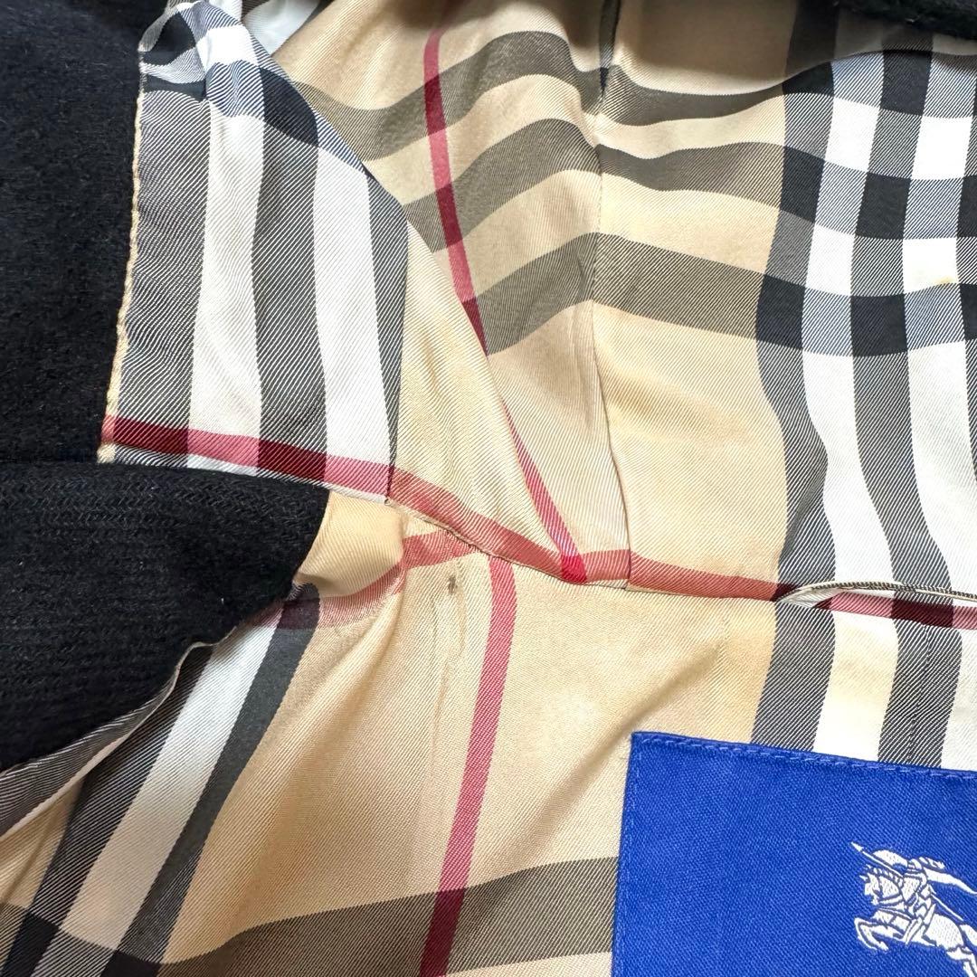 バーバリーブルーレーベル ダッフルコート アンゴラ混 ノバチェック フード付き