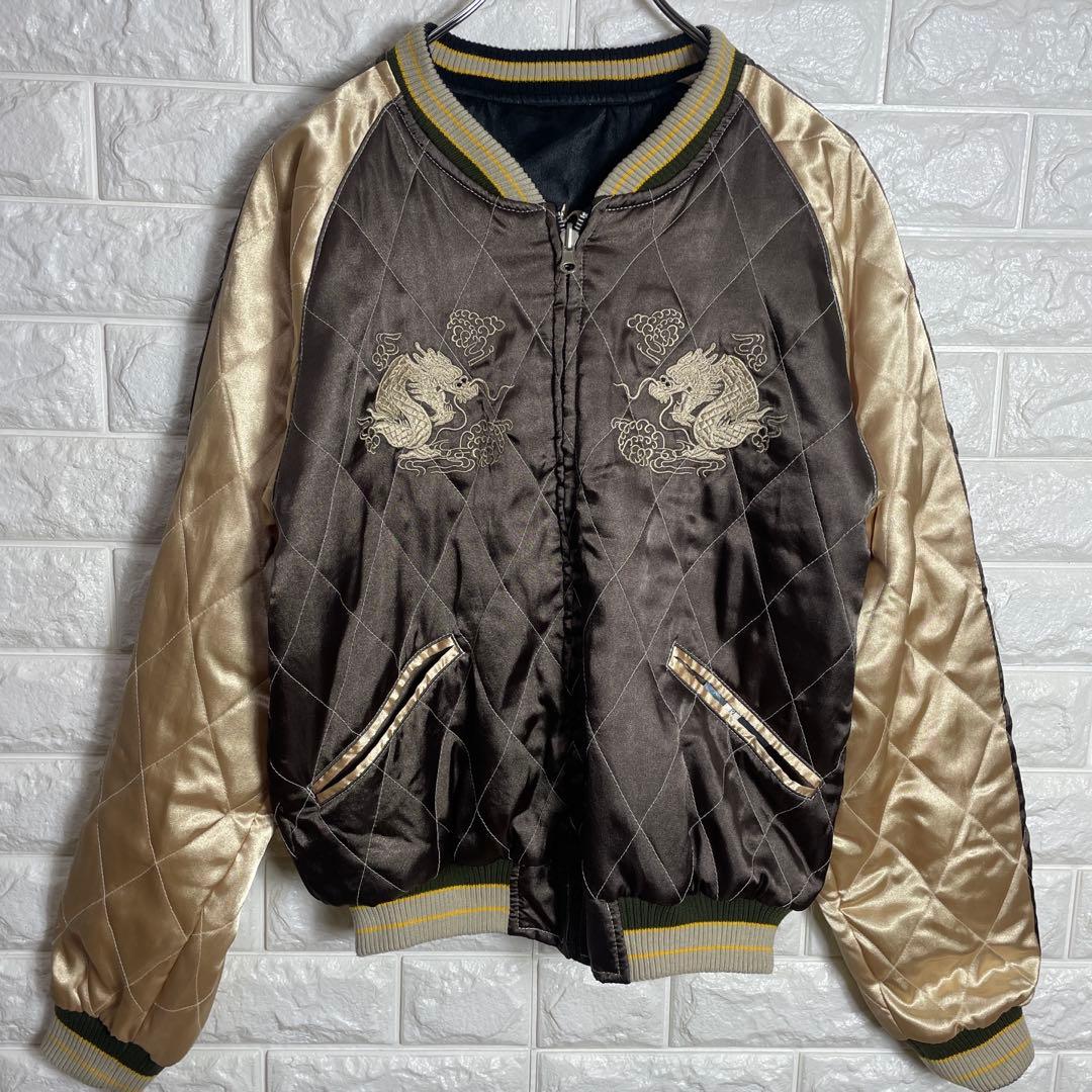 ドラゴンフライ リバーシブル ユニセックス 刺繍 スカジャン 龍虎 M
