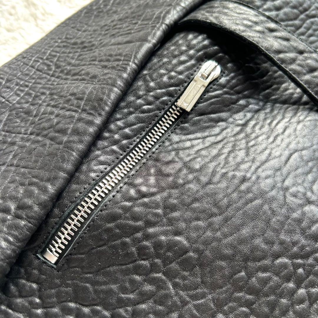 【美品】EMPORIO ARMANI羊革 黒タグ フード ベルト付き レザー44