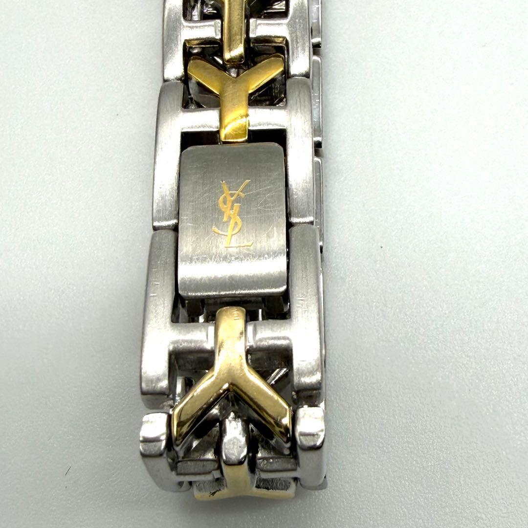 稼働品★美品★イヴサンローラン オクタゴン レディース腕時計 コンビ クォーツ