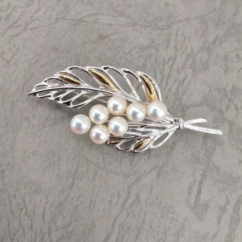 SV/K18あこや真珠ブローチ　　中古品