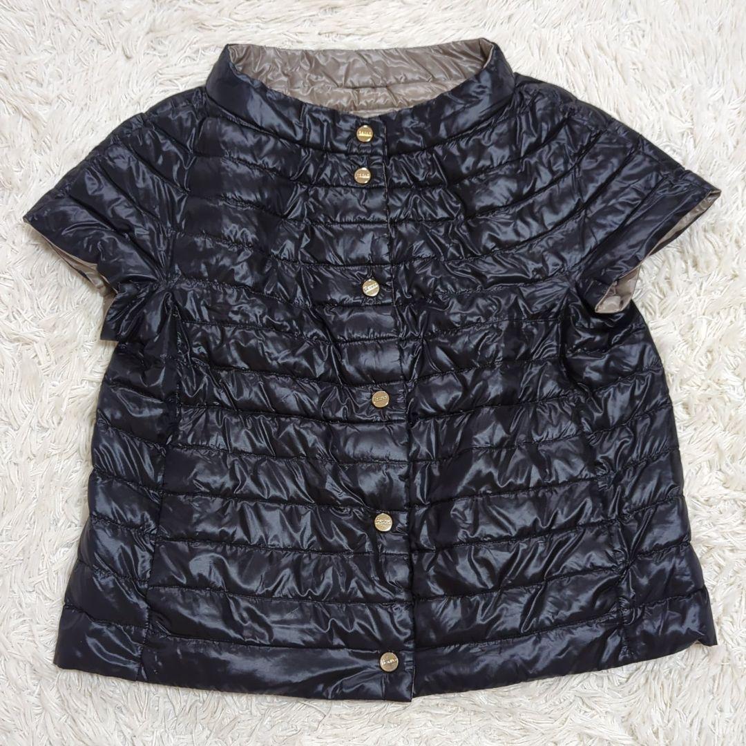 HERNO 44 リバーシブル フレンチスリーブ ケープ ダウンベスト 金ボタン