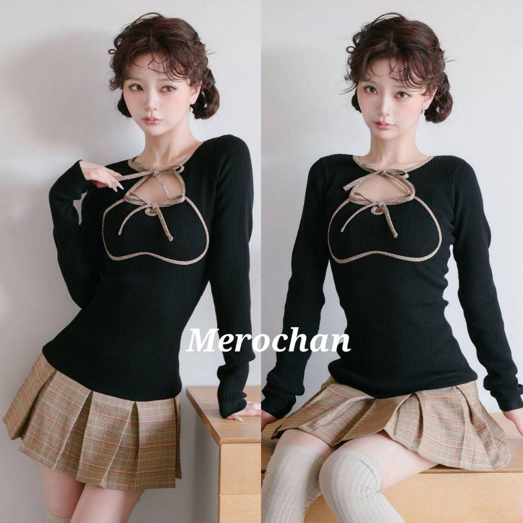 【新品】ダーリッチ ポイントチェックニットミニワンピース FREE