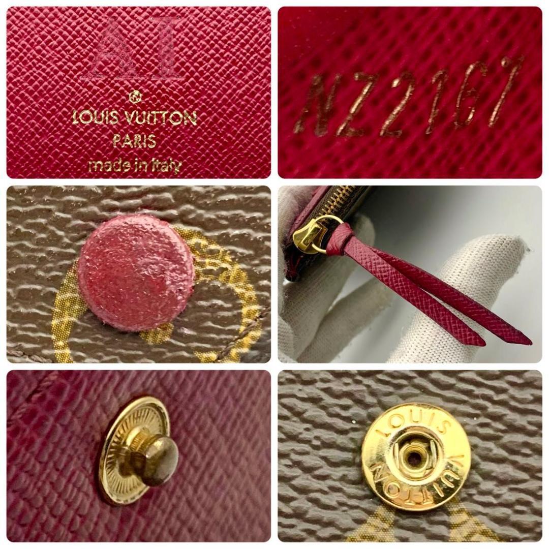 美品 ルイヴィトン ポルトフォイユ ヴィクトリーヌ 財布 小型 ミニ フューシャ