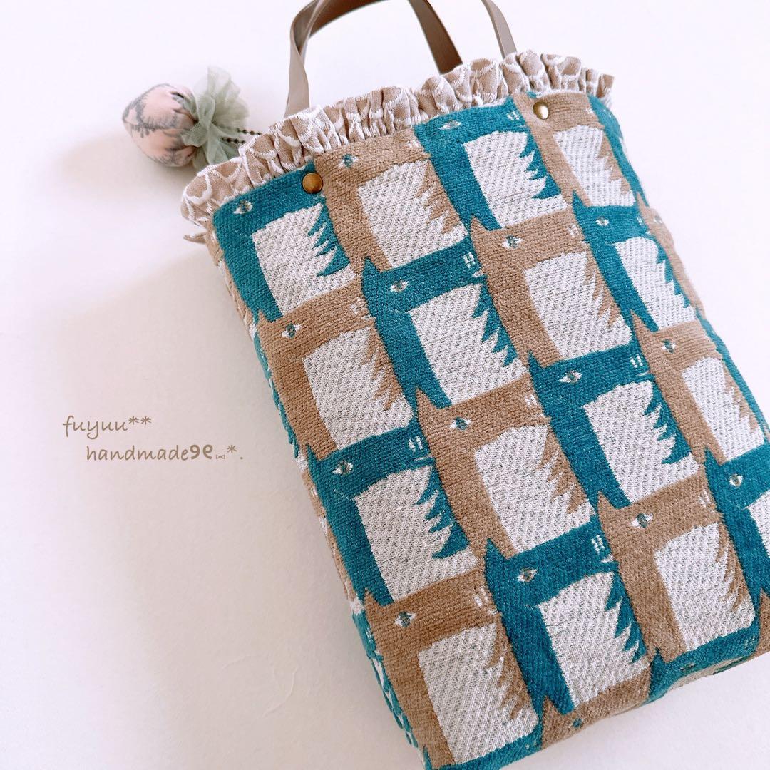 ハンドメイド☆フリルのトートバッグ ミナペルホネン thoroughbred