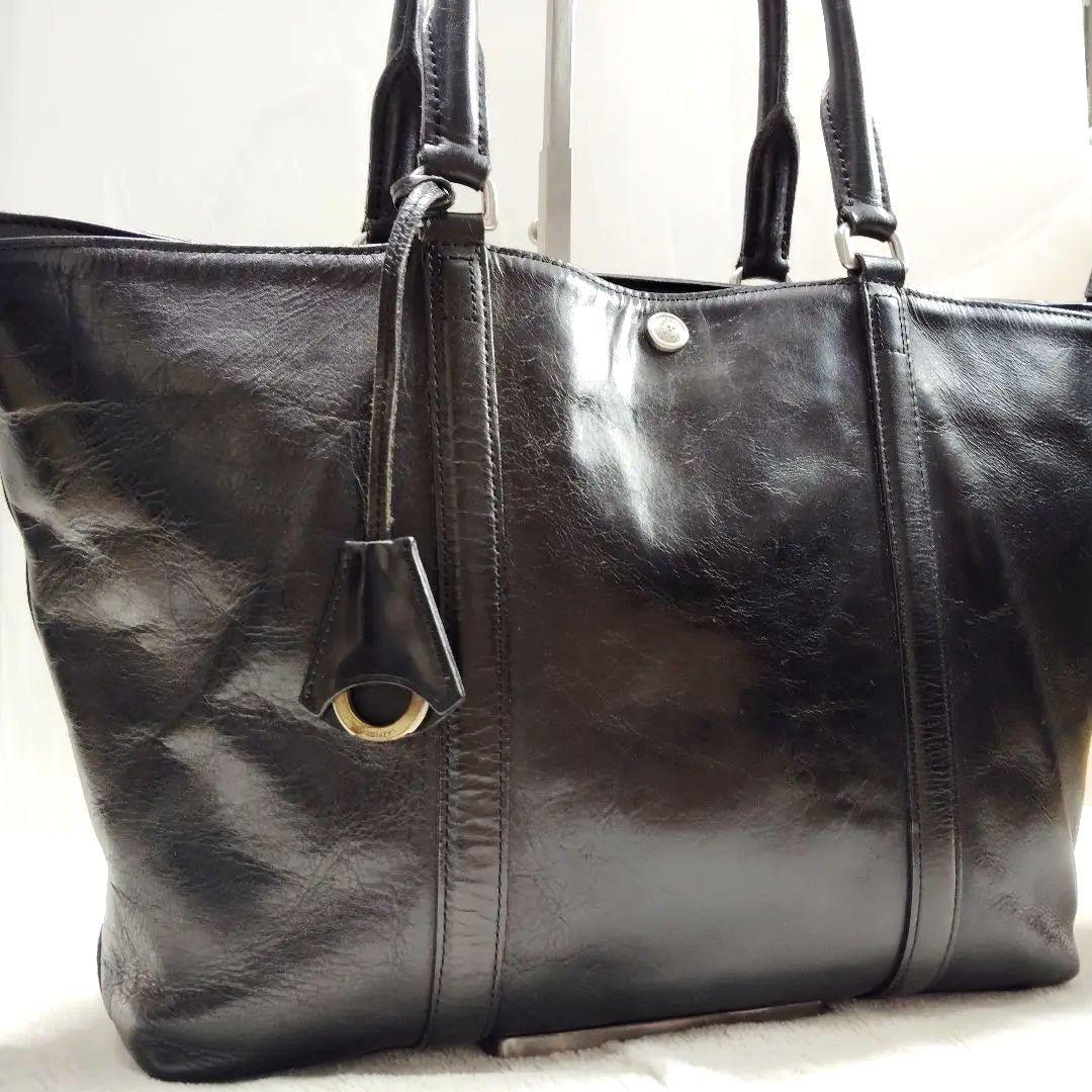 【艶】アニアリ　ビジネストート　ブリーフケース　オールレザー　舟形　A4　黒