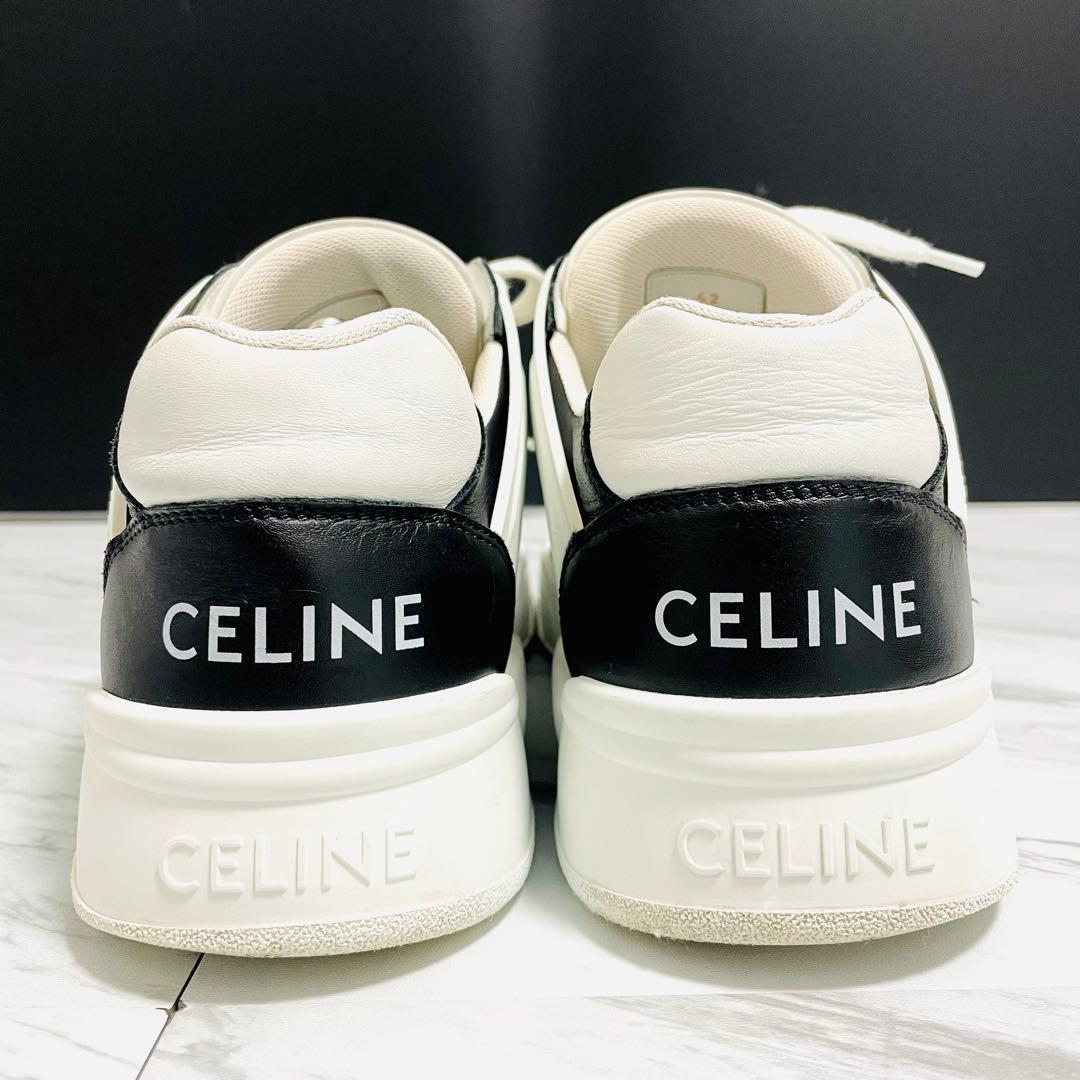 美品⭐️CELINE CT-07 サイドロゴ スニーカー レザー 白×黒27cm