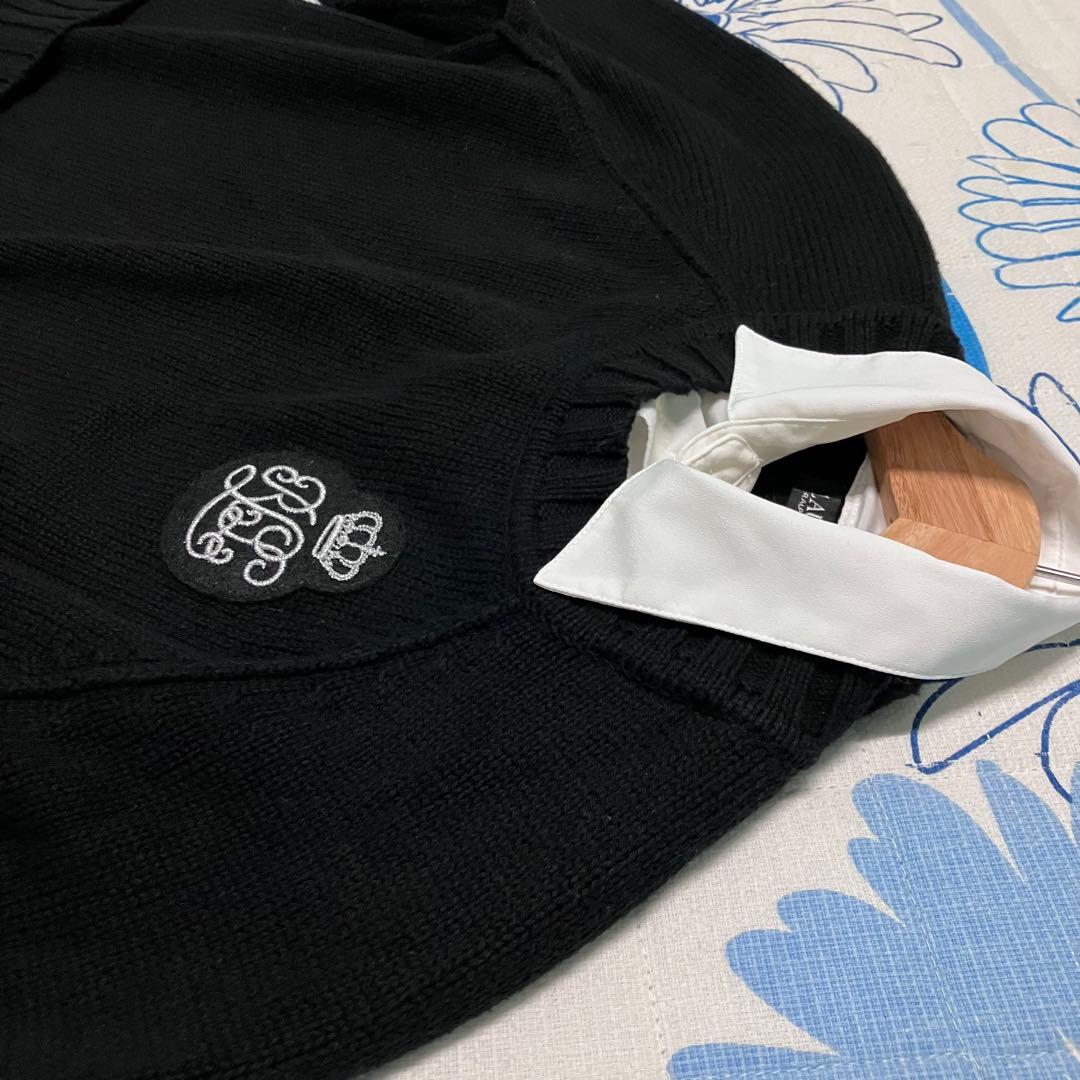 【希少】ラルフローレン　ロゴ　ワッペン　レイヤード　シャツ　ニット　セーター
