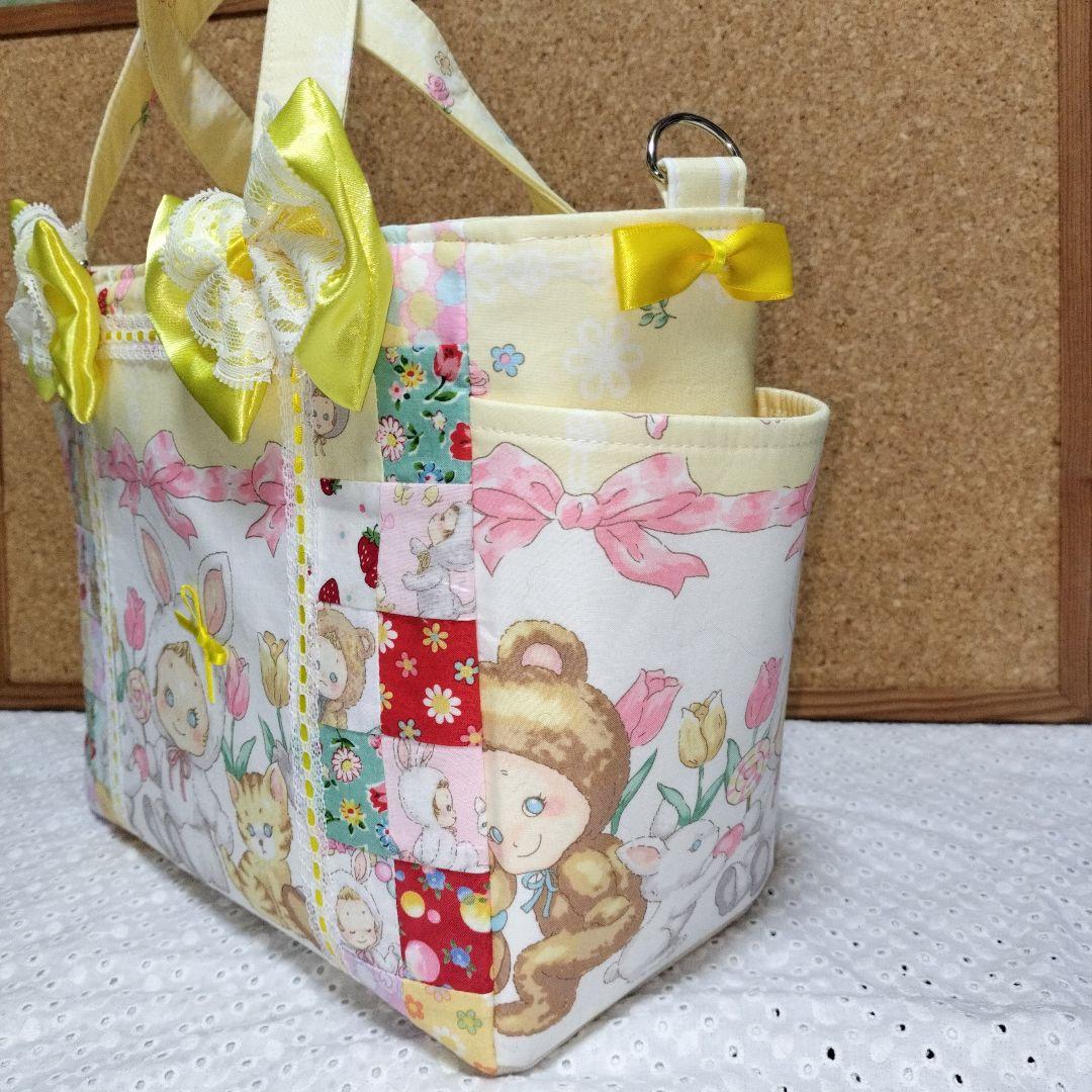 パッチワークサイドポケット付き２wayトートバック