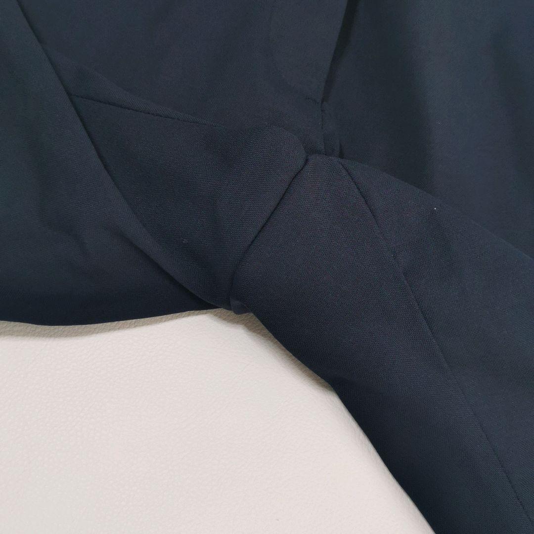 プラステ パンツスーツ ノーカラージャケット セットアップ リネン混 ボタンレス