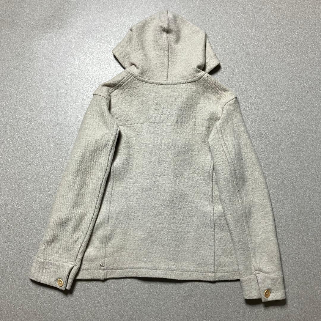 【45r ウール100%】ダッフルコート ショート アイボリー 白 フード