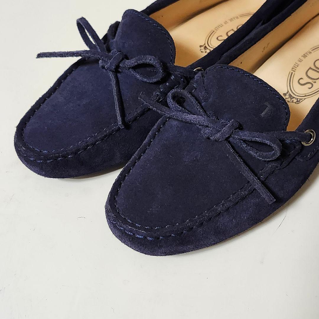 トッズ ドライビングシューズ 37 ネイビー ヌバック ゴンミーニ