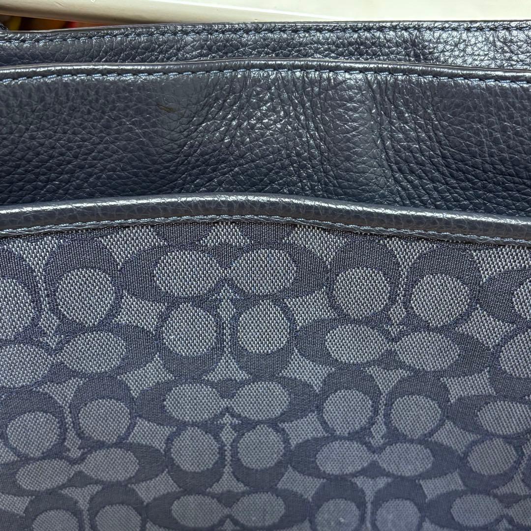 美品コーチCoach ダークブルーグレー 系ショルダーバッグメッセンジャーバッグ