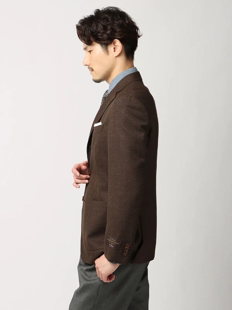 H*N様 ブラウン シングル ビジネス　ジャケットCANONICO／ウールメッシ