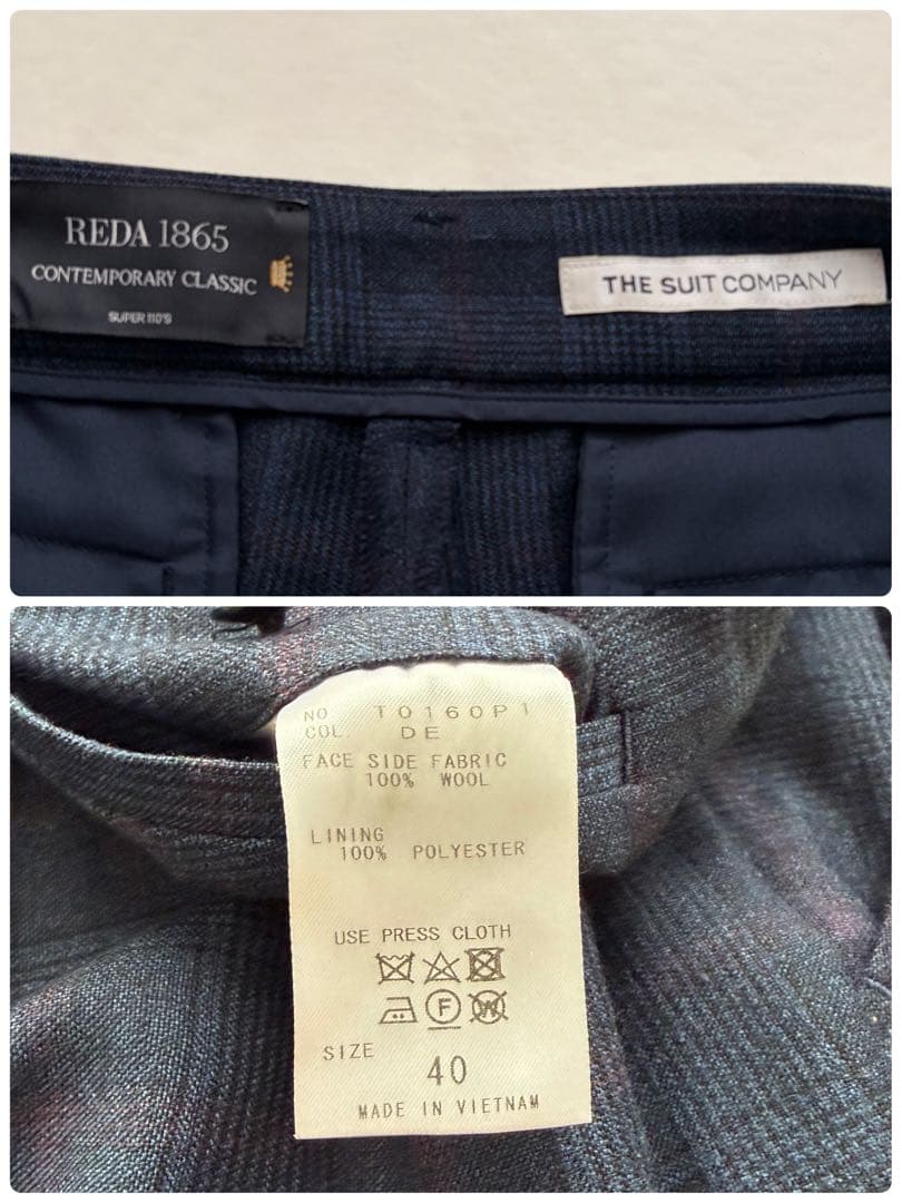 極美品✨スーツカンパニー×REDA パンツスーツ ネイビー グレンチェック 40