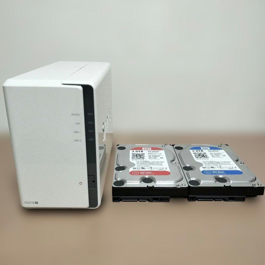 DS216j + 3TB HDD×2(テスト用／SMART注意) NASセット