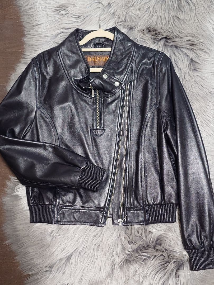 BALMAIN　バルマン　ラムレザー　ジップ　ライダース 未使用