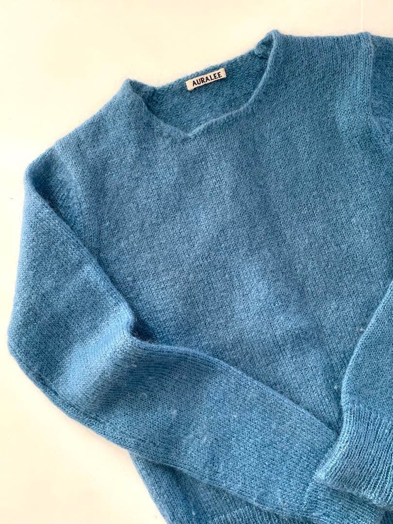 ピナプ様　AURALEE クルーネック モヘアセーター ブルー