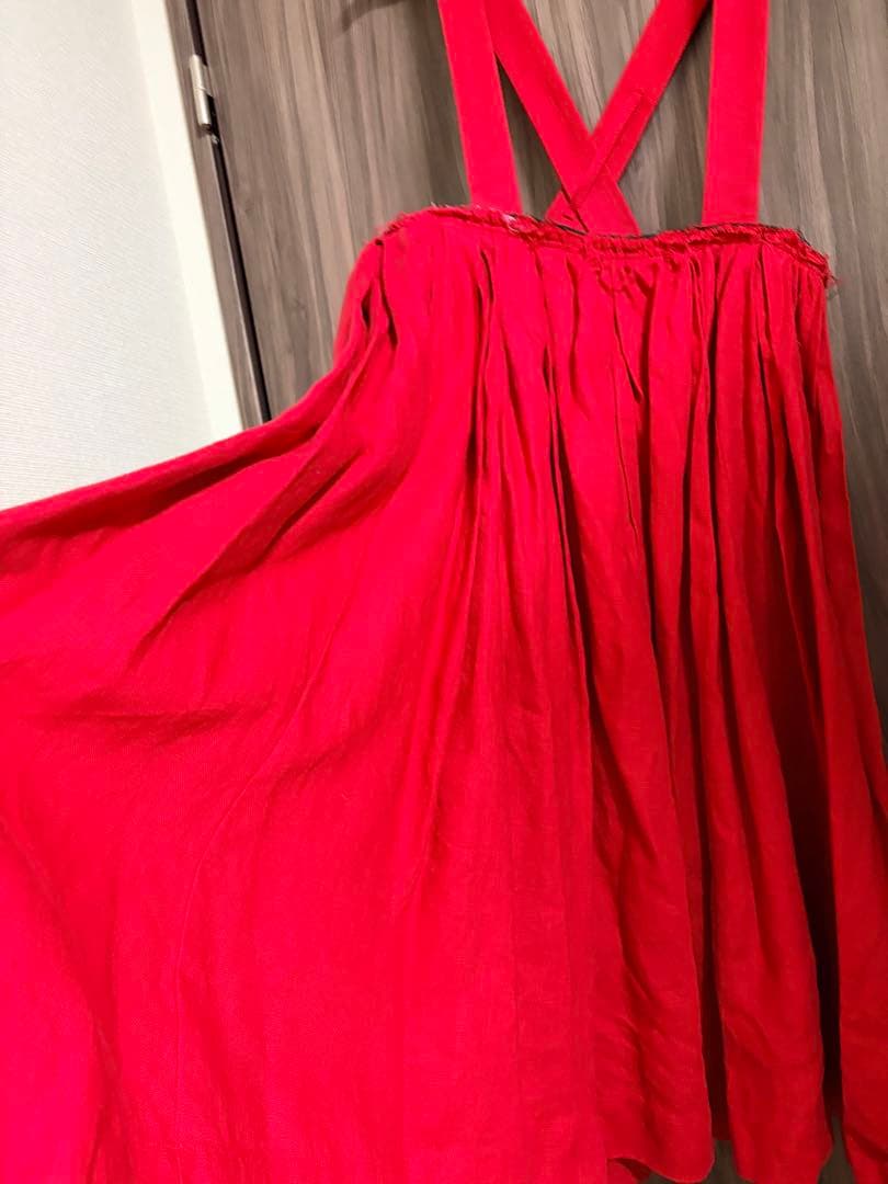 エンジ色/麻★コムデギャルソン吊りスカート