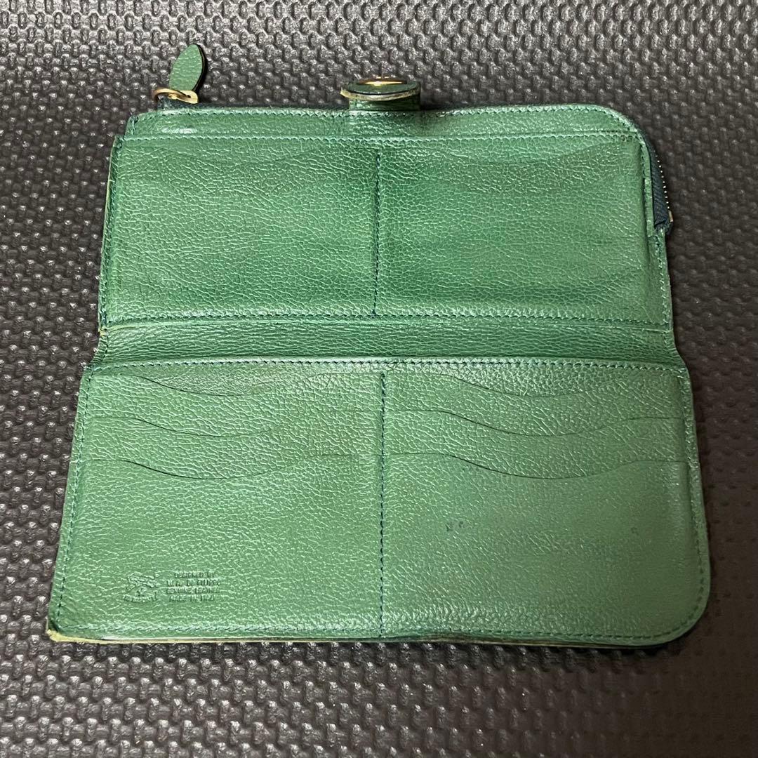 IL BISONTE /イルビゾンテ☆L字ファスナー☆長財布☆エメラルドグリーン